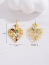 1 Pair French Style Shiny Heart Shape Hollow Out Inlay Copper Zircon 18k Gold Plated Silver Plated Drop Earrings