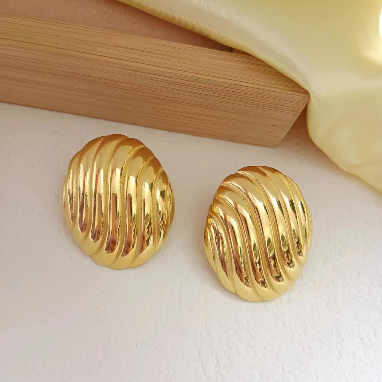 1 Pair Casual Simple Style Geometric Stainless Steel 18k Gold Plated Ear Studs