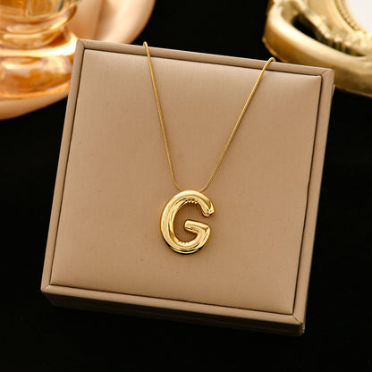 Classic Style Letter Titanium Steel Plating Pendant Necklace