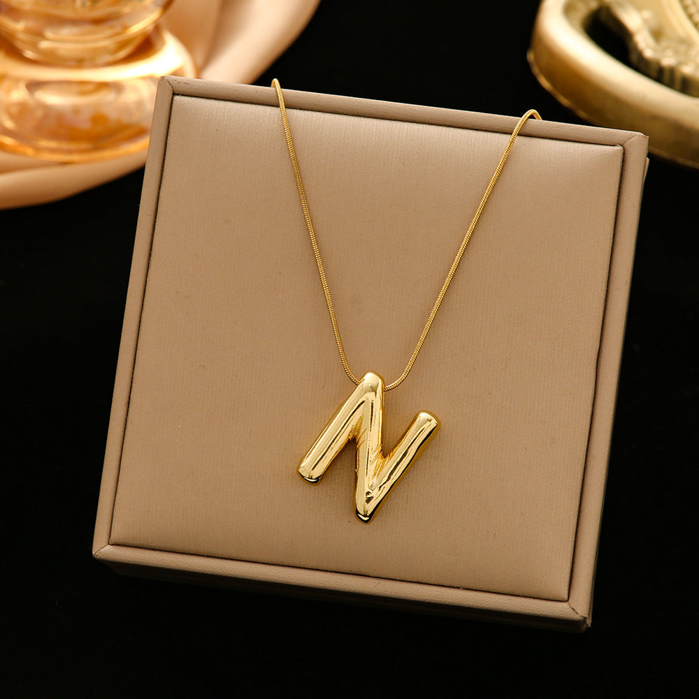 Classic Style Letter Titanium Steel Plating Pendant Necklace