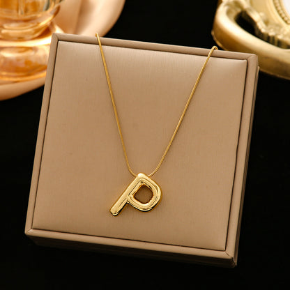 Classic Style Letter Titanium Steel Plating Pendant Necklace