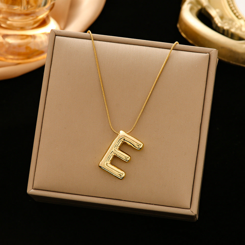 Classic Style Letter Titanium Steel Plating Pendant Necklace