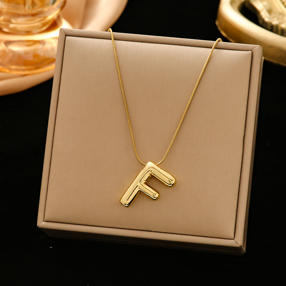 Classic Style Letter Titanium Steel Plating Pendant Necklace