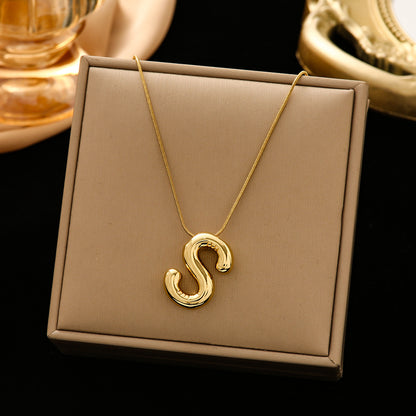 Classic Style Letter Titanium Steel Plating Pendant Necklace