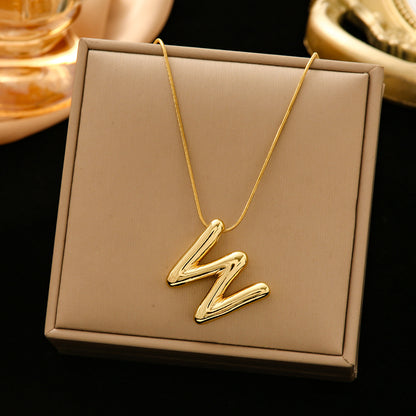 Classic Style Letter Titanium Steel Plating Pendant Necklace