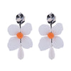 1 Pair Elegant Sweet Water Droplets Flower Stoving Varnish Inlay Alloy Artificial Pearls Shell Gold Plated Drop Earrings