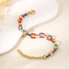 Sweet Simple Style Geometric Stainless Steel Enamel Plating 18k Gold Plated Bracelets