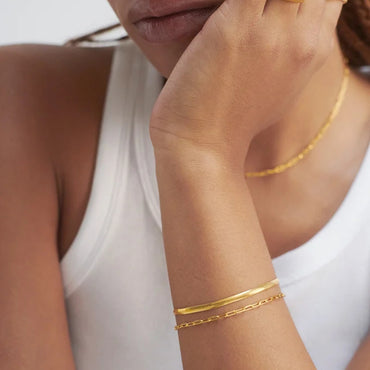 Simple Style Paper Clip Sterling Silver Plating 18k Gold Plated White Gold Plated Bracelets