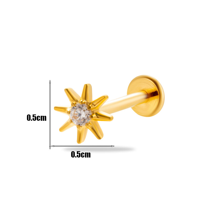 1 Piece Simple Style Geometric Plating Inlay Titanium Alloy Zircon 18k Gold Plated Ear Studs