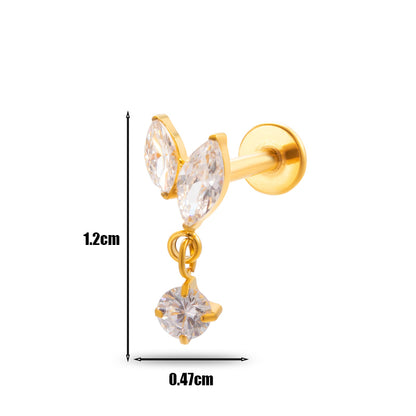 1 Piece Simple Style Geometric Plating Inlay Titanium Alloy Zircon 18k Gold Plated Ear Studs