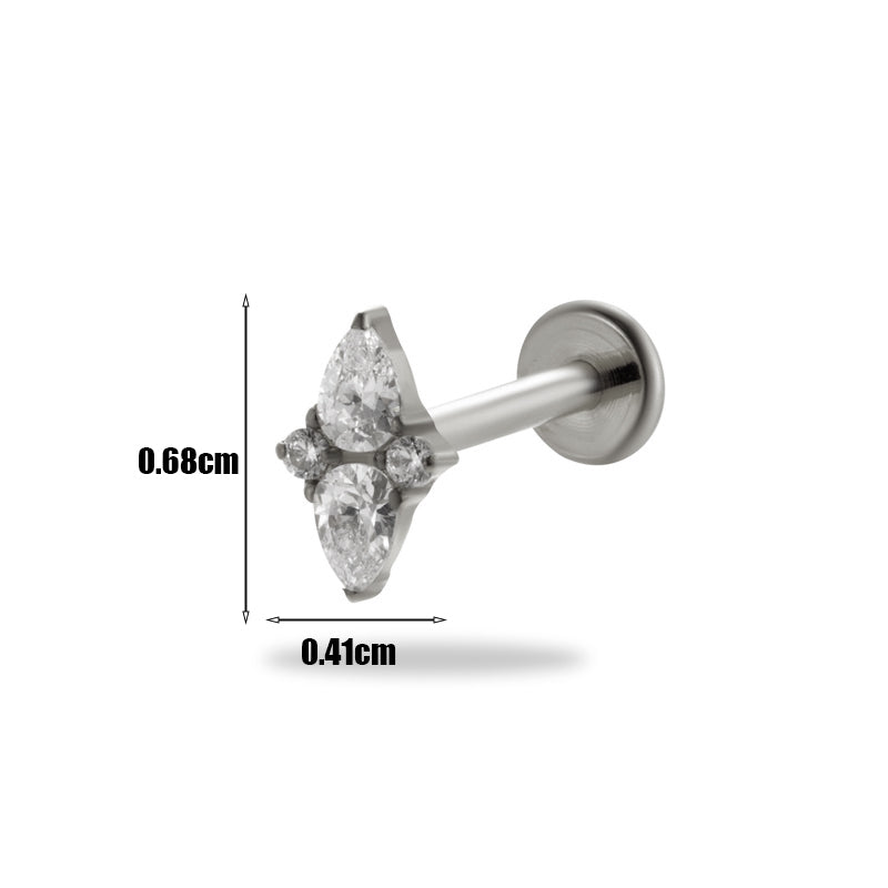 1 Piece Simple Style Geometric Plating Inlay Titanium Alloy Zircon 18k Gold Plated Ear Studs