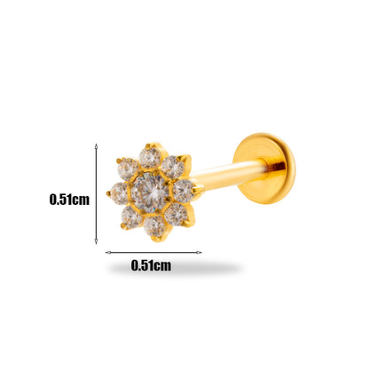 1 Piece Simple Style Geometric Plating Inlay Titanium Alloy Zircon 18k Gold Plated Ear Studs