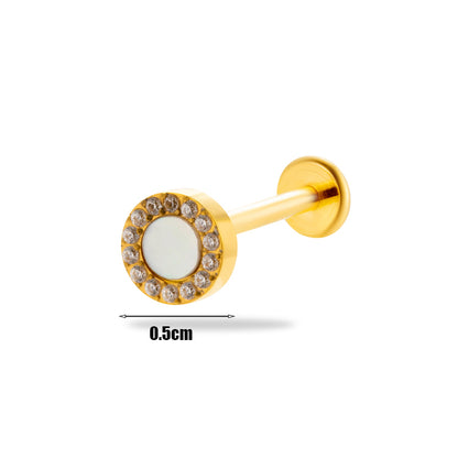 1 Piece Simple Style Geometric Plating Inlay Titanium Alloy Zircon 18k Gold Plated Ear Studs