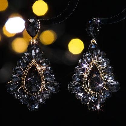 1 Pair Elegant Color Block Inlay Alloy Rhinestones Zircon Drop Earrings