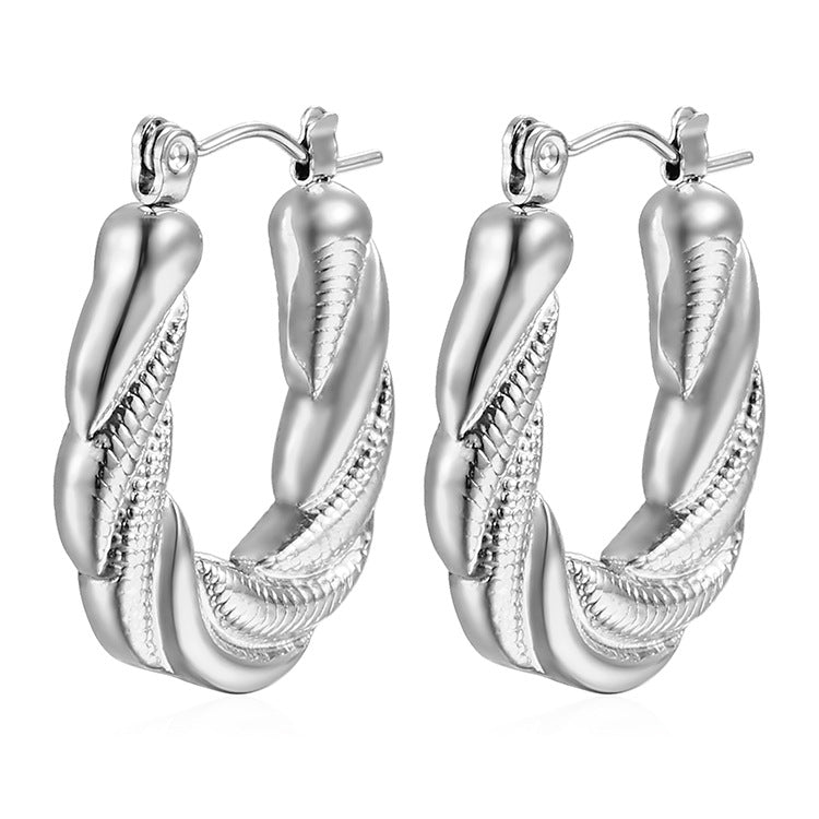 1 Pair Simple Style Geometric Plating Stainless Steel Hoop Earrings