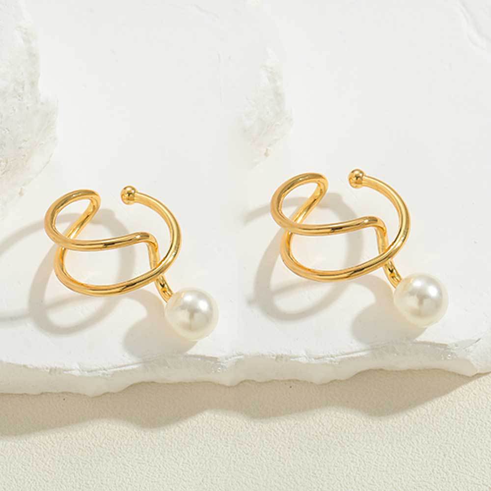 1 Pair Vintage Style Simple Style Geometric Copper Pearl 14k Gold Plated Ear Cuffs