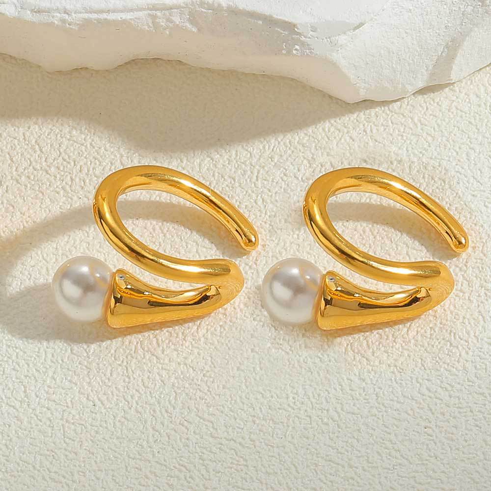 1 Pair Vintage Style Simple Style Geometric Copper Pearl 14k Gold Plated Ear Cuffs