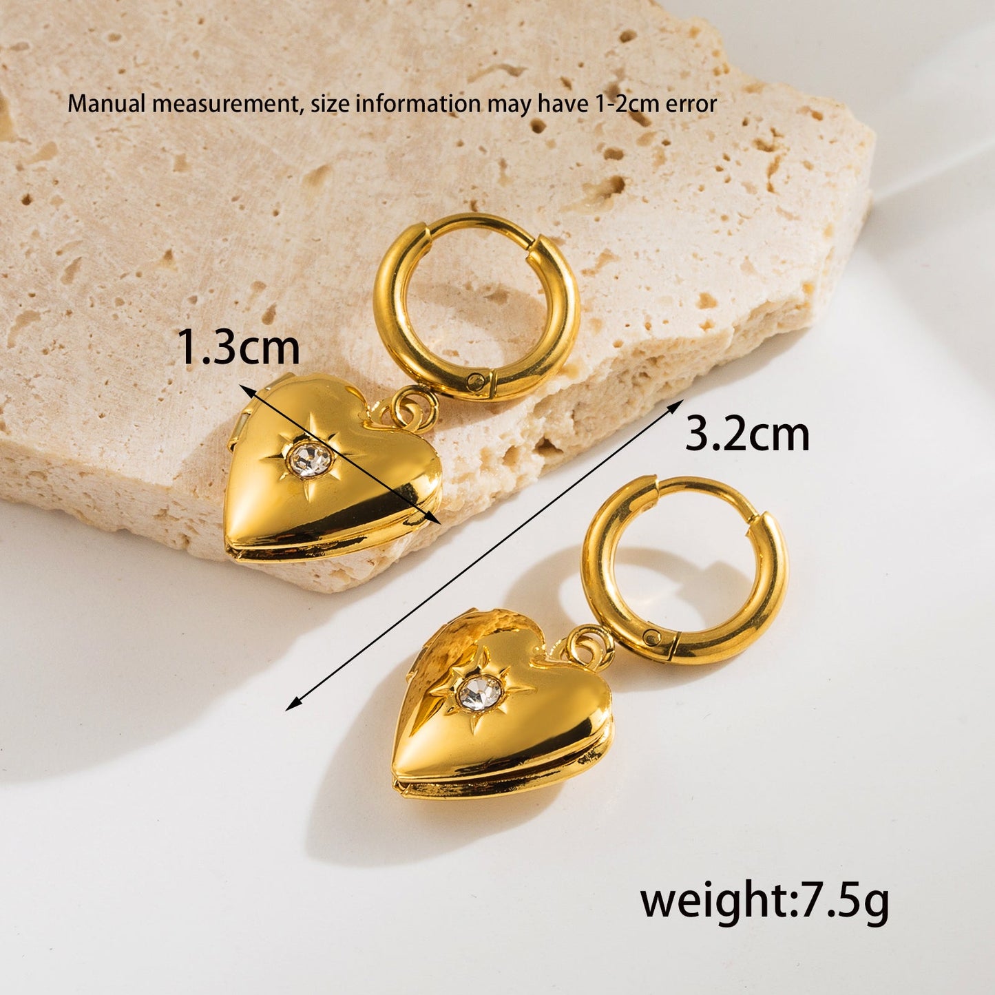 1 Pair Ig Style Modern Style Heart Shape Flower Shell Plating Inlay Carving Stainless Steel Zircon 18k Gold Plated Drop Earrings