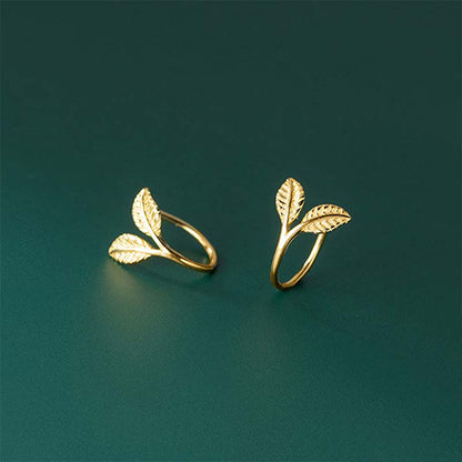 1 Pair Glam Sweet Leaf Solid Color Plating Sterling Silver Ear Studs