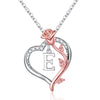 Elegant Simple Style Letter Heart Shape Rose Stainless Steel Copper Plating Inlay Zircon 14k Gold Plated Pendant Necklace