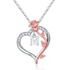 Elegant Simple Style Letter Heart Shape Rose Stainless Steel Copper Plating Inlay Zircon 14k Gold Plated Pendant Necklace