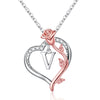 Elegant Simple Style Letter Heart Shape Rose Stainless Steel Copper Plating Inlay Zircon 14k Gold Plated Pendant Necklace