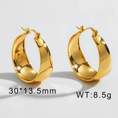 1 Pair Retro Streetwear Solid Color Stainless Steel Plating 18k Gold Plated Hoop Earrings