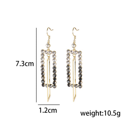 1 Pair Ig Style Simple Style Rectangle Plating Inlay Copper Rhinestones Drop Earrings