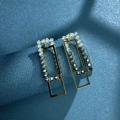 1 Pair Ig Style Simple Style Rectangle Plating Inlay Copper Rhinestones Drop Earrings