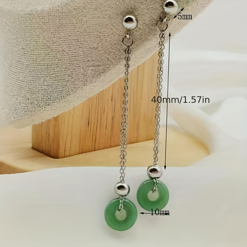 1 Pair Elegant Geometric Chain Stainless Steel Drop Earrings