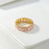 Sweet Round Copper Plating Inlay Zircon 14k Gold Plated Rings