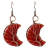 1 Pair Retro Simple Style Moon Tree Patchwork Natural Stone Copper Drop Earrings