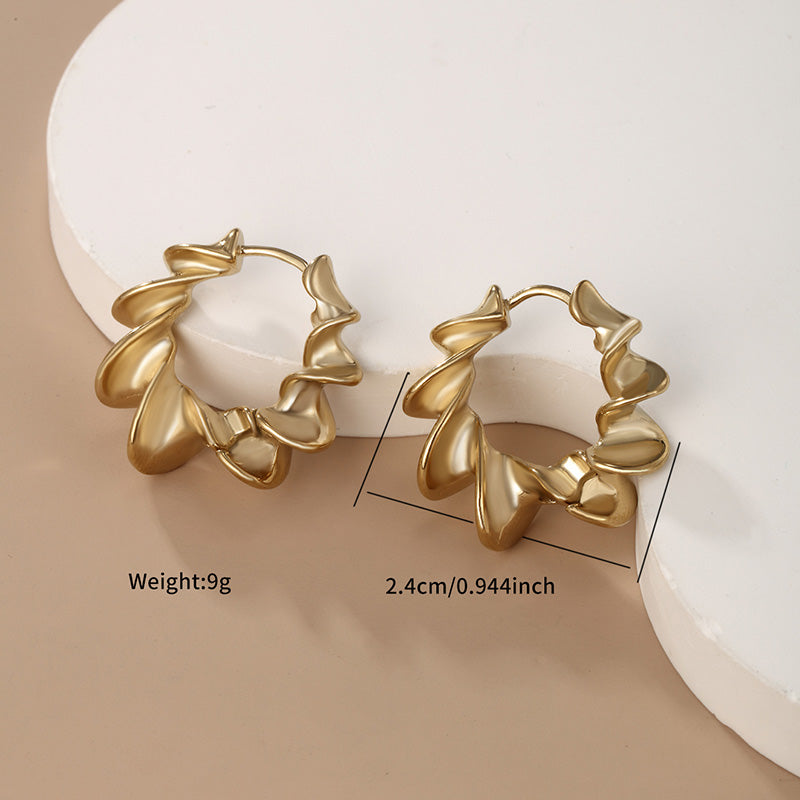 1 Pair Xuping Simple Style Geometric Heart Shape Irregular Plating Stainless Steel 14k Gold Plated Hoop Earrings Ear Studs