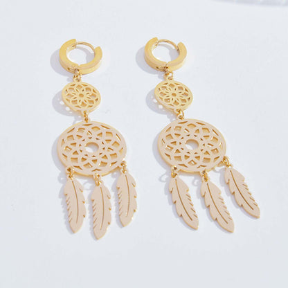 1 Pair Ig Style Geometric Plating Hollow Out Stainless Steel 18k Gold Plated Drop Earrings