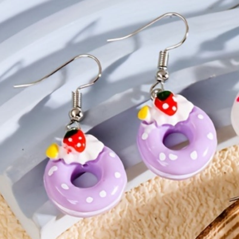 1 Pair Casual Sweet Donuts Resin Drop Earrings