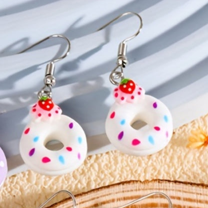 1 Pair Casual Sweet Donuts Resin Drop Earrings