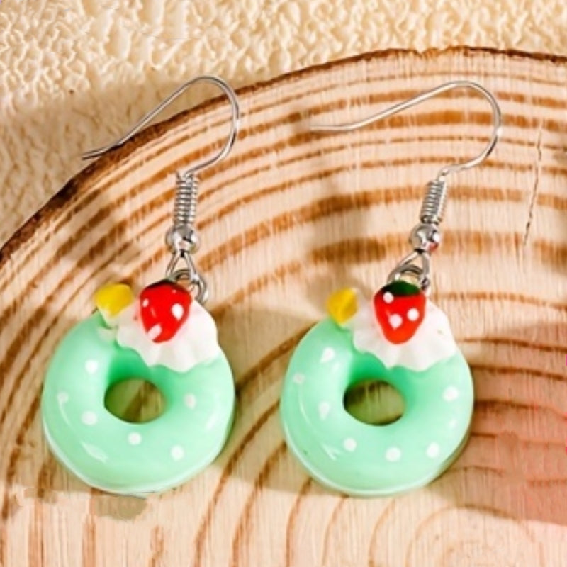 1 Pair Casual Sweet Donuts Resin Drop Earrings