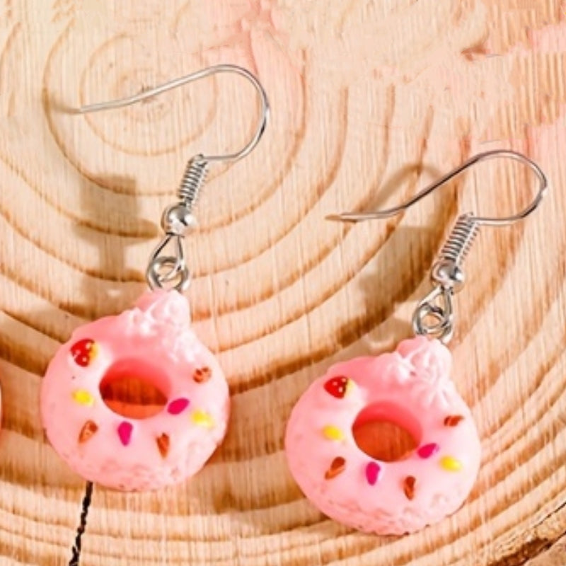 1 Pair Casual Sweet Donuts Resin Drop Earrings