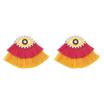 1 Pair Casual Vacation Eye Tassel Alloy Rhinestones Ear Studs