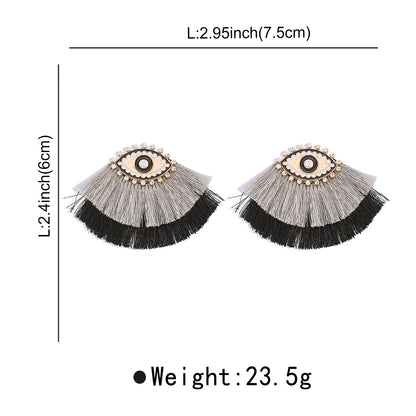 1 Pair Casual Vacation Eye Tassel Alloy Rhinestones Ear Studs