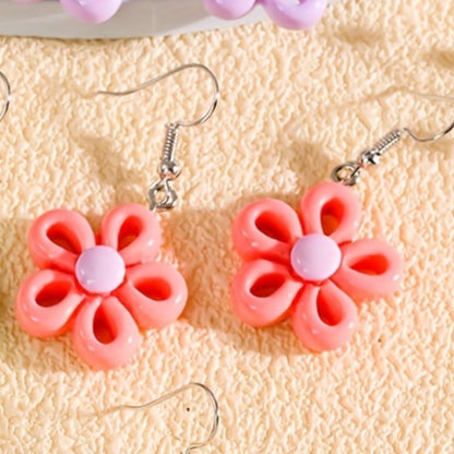 1 Pair Casual Flower Resin Drop Earrings