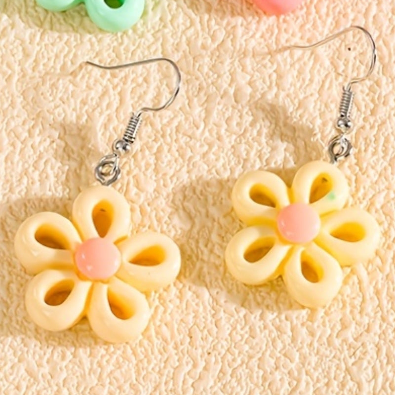 1 Pair Casual Flower Resin Drop Earrings