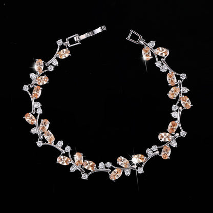 Elegant Simple Style Wreath Copper Zircon White Gold Plated Bracelets