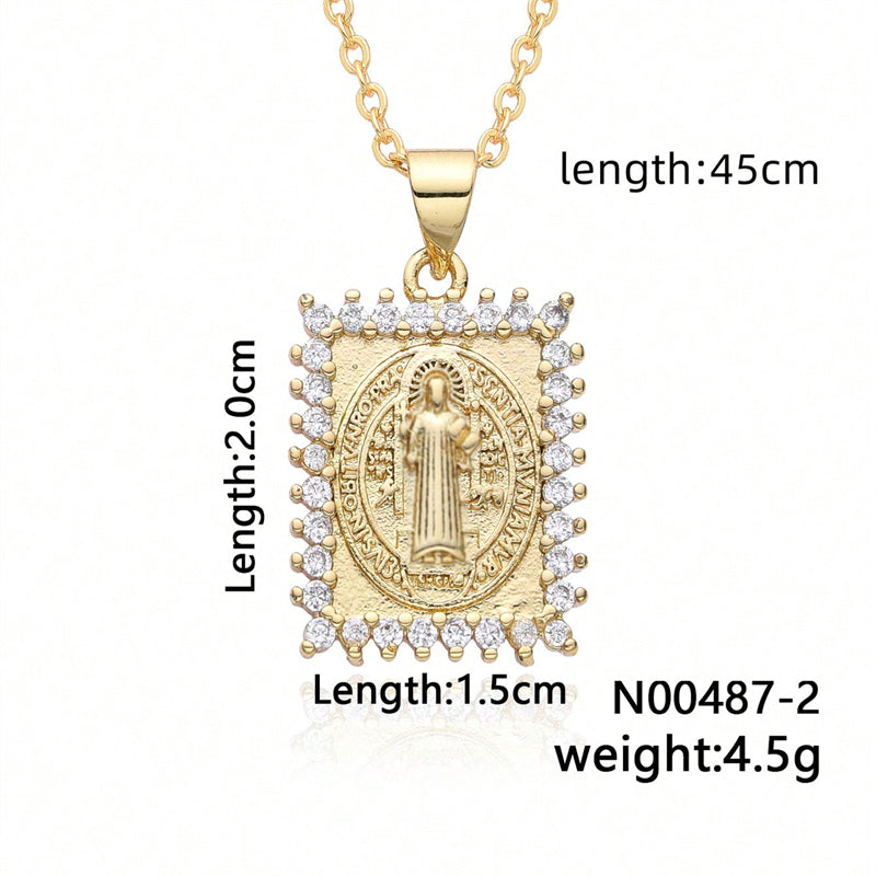 Simple Style Human Stainless Steel Copper Plating Inlay Zircon Pendant Necklace