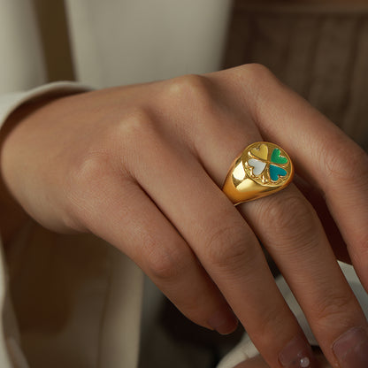 Casual Modern Style Simple Style Heart Shape Copper Enamel Plating 18k Gold Plated Rings