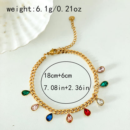 Ig Style Glam Shiny Water Droplets Heart Shape Stainless Steel Plating Inlay Zircon Gold Plated Bracelets