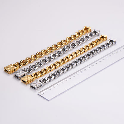 Hip-hop Punk Geometric Stainless Steel Plating 18k Gold Plated Bracelets