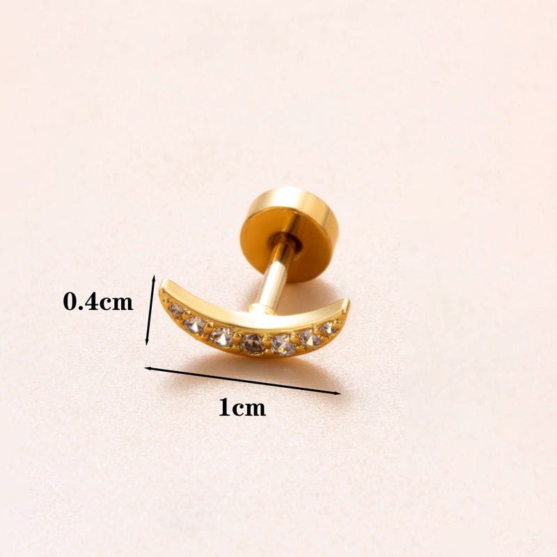 1 Piece Classic Style Insect Flower Polishing Plating Inlay Stainless Steel Copper Zircon 18k Gold Plated Ear Studs