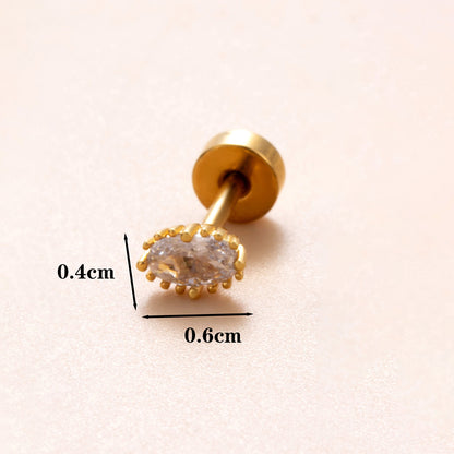 1 Piece Classic Style Insect Flower Polishing Plating Inlay Stainless Steel Copper Zircon 18k Gold Plated Ear Studs