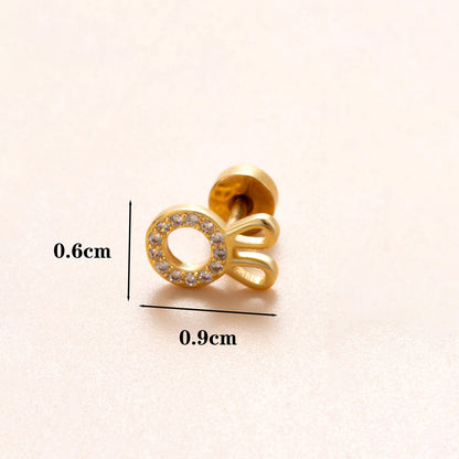 1 Piece Classic Style Insect Flower Polishing Plating Inlay Stainless Steel Copper Zircon 18k Gold Plated Ear Studs